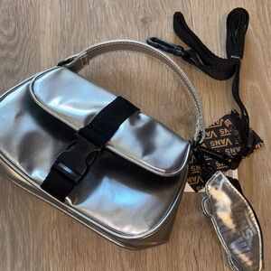 Vans Metallic Silver Crossbody Mini Bag with Xs Mini bag attached